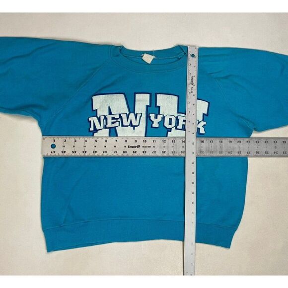 VINTAGE New York NYC Graphic Crewneck Sweatshirt Women Small Blue 90s - Picture 9 of 9